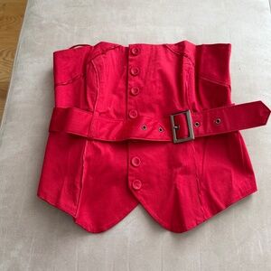 Red Corset Top with belt by Costa Blanca - size large